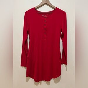 Albion Fit PJ Dress Nightgown in Cranberry Red - Long Sleeve - Women’s Size XS